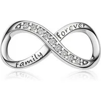 Materia Bead Unendlichkeit Schriftzug "family forever" Zirkonia weiß 1206, 925 Sterling Silber
