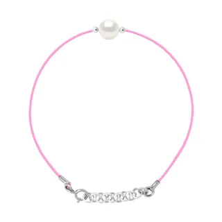 DIADEMA - Armband - Rosa Nylon - Süßwasserperle - Weiß