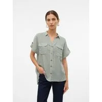 Vero Moda Kurzarmbluse VMBUMPY S/S SHIRT WVN GA NOOS Viskose, regular fit