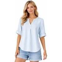 Eight2Nine Hemdbluse Eight2nine Damen Leinen Bluse atmungsaktiv Kurzarmbluse Sommer Urlaub