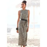LASCANA Jerseykleid mit Alloverdruck und Gummizug in der Taille Jerseykleid, Midikleid, hochgeschlossen, sommerlich-elegant