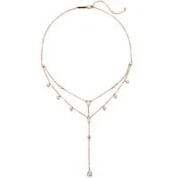 Hey Happiness Statementkette mit Tropfen Kristallen, Layering Kette, Damen Y-Kette 925 Silber vergoldet, Brautschmuck