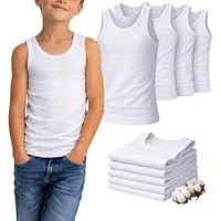 Seher/Tutku Unterhemd Kinder aus Baumwolle, Weiß, Mehrpack 4er/6er/10er (Spar-Set, 4-St., 4er Pack, 6er Pack, 10er Pack) hautfreundlich, atmungsaktiv, bequem