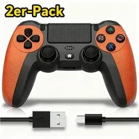POPOLIC Controller für PS4 Mobile, Dualshock,Wireless PC-Controller (6-Achsen, LED-Licht, Touchpanel, Kopfhörerbuchse, inkl. Ladekabel, 2 St., 600-mAh-Akku, Bequeme Tasten, Präzises D-Pad)