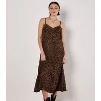Apricot Midikleid Maxi-Slipkleid mit Animalprint