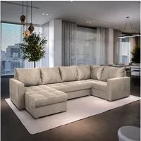 Masseno Ecksofa LORIVO mit Schlaffunktion U-Form, Sofa mit Bettkasten