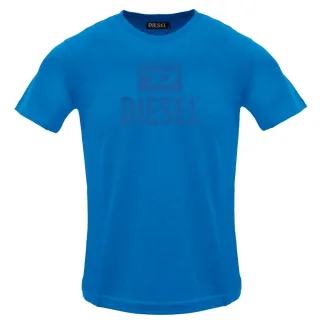 Diesel - T-shirt Mit Einfarbigem Logo In Saphirblau
