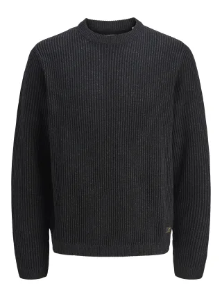 JACK&JONES - JJEDOVER KNIT CREW NECK JNR Black - Gr. - 176