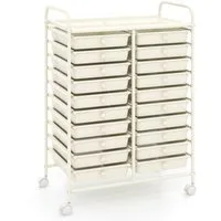 COSTWAY Rollwagen mit 20 stapelbaren Schubladen & Metallrahmen, 63x39x88cm