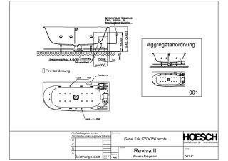 Hoesch Monolith Einbau Whirlwanne iSensi Eck 1700x750 rechts mit System Reviva II 3810E.010305001