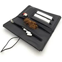 Lemasi Tabakbeutel echt Leder Tabaktasche Drehertasche Tabaketui, Blättchenfach, Filterfach, Tabakfach, Feuerzeugfach