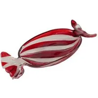 BOLTZE Schale Bonbonform rot/weiß aus Glas L34cm