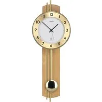 AMS Funk-Pendelwanduhr F5266/18 (Quarzuhr, Holzgehäuse, Buche,Esszimmer,Wohnzimmer)