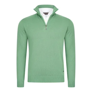 Cappuccino Italia Mock Zip Pullover für Herren. Der Pullover besteht aus 50% Baumwolle und 50% Polyester und hat eine normale Passform. Der Pullover hat einen Hemdkragen, der an den Pullover angenäht ist. Marke: Cappuccino ItaliaModellname: Mock Pull