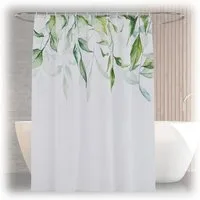 relaxdays Duschvorhang 180x200 cm mit Motiv Breite 180 cm (Blätter), 180x200cm, B