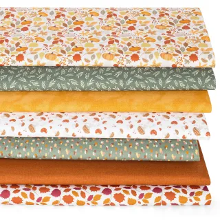 Patchwork- und Quiltpaket Digitaldruck „Herbstzauber“, orange-color
