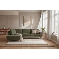 OTTO home Ecksofa Pinto Skandi, 290 cm, Chenille, Struktur, Ottomane links / rechts, mit Keder, Massivholzfüße Eiche geräuchert, Wellenunterfederung