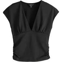 Next V-Shirt Kurzarm-Oberteil mit Raffung und V-Ausschnitt (1-tlg)