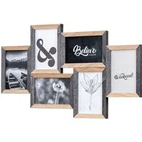Levandeo® Bilderrahmen Collage, Bilderrahmen 6 Fotos 10x15 Schwarz Natur MDF Holz Fotorahmen