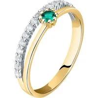 Live Diamond Diamantring Live Diamond Damen-Damenring Smaragd, Smaragd (synthetisch), Lab Grown