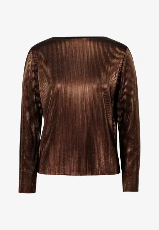 zero - Plissee-Shirt strukturiert brownbrown - Gr. - 40