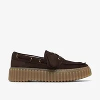 Clarks Clarks - Torhill Boat Dark Brown Suede - Braun Schnürschuh
