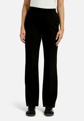 Milano Italy - wideleg pants with elastic at back waist and french pockets black - Gr. - M