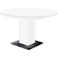 Mäusbacher Kulissentisch rund ausziehbar bis 144cm, weiss / schwarzstahl - 104/144x76 (D/BxH)