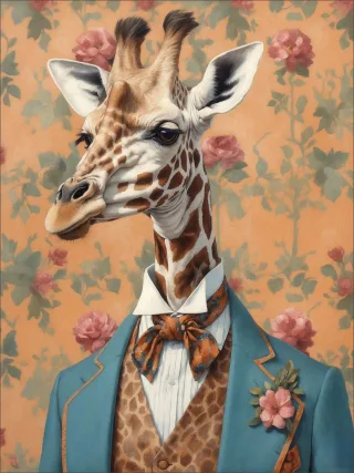 Keilrahmenbild GIRAFFE IN SUIT