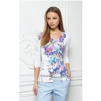 Passioni 2-in-1-Strickjacke Twinset mit Aquarellblumen und Strassdetails