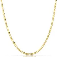 Tony Fein Kette ohne Anhänger Figarokette 3 mm 585er Vergoldet Hochglanzpoliert, Made in Italy für Damen und Herren