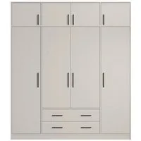 Marmex Möbel Drehtürenschrank SMART 1N/C großer Kleiderschrank Mehrzweckschrank mit Schrankaufsatz (2-St) 2 Schubladen, cashmere, Kleiderstangen, Stauraum