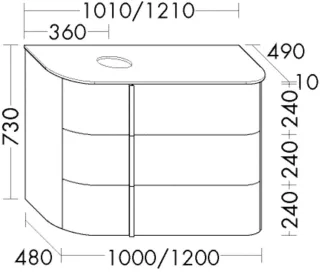 Burgbad Waschtischunterschrank Lavo 2.0 T. 730x1010x495 Eiche Dekor Nachtschwarz, SFZZ101RF7330 SFZZ101RF7330