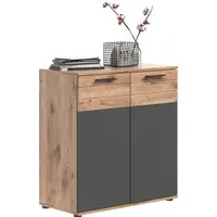 Home affaire Sideboard Riga, Breite 90 cm, 2 Türen mit Softclose, 4 Einlegeböden, 6 Fächer, hochwertige Rillenfräsung, Schuhkommode, Kommode, Anrichte, Schrank