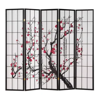 Homestyle4u Paravent, Schwarz, Holz, 220x179x2 cm, Wohnzimmer, Raumteiler & Paravents, Paravents