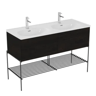 VitrA Equal Set Doppelwaschtisch 130 cm Waschtischunterschrank mit 2 Auszügen und Fußgestell,81096 81096