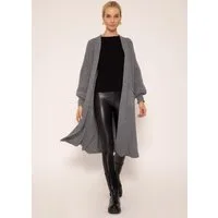 SASSYCLASSY Longstrickjacke Oversize Strickjacke Damen lang Elegant Winter Lässiger Maxi Cardigan aus weichem Grobstrick mit Ballonärmeln