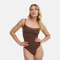 cfab Shaping-Body Bodysuit Sculpting Shapewear mit Lace-Braun-4XL (1-tlg)