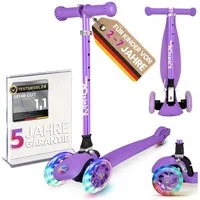 KINNAZ Dreiradscooter ab 2 Jahre LED, faltbar, Höhe flexibel, Kinderoller, Scooter, Roller, (Kinderroller, kinnaz ONE), Händler aus Hamburg