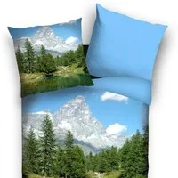 TRAUMSCHLAF Bettwäsche Panorama Bergsee, Renforce, 2 teilig, Fotodruck Qualität