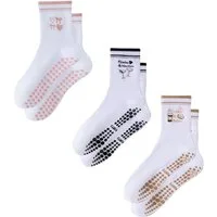 FOUORTUNATE-BEE Sportsocken Pilates- und Yoga-Socken für Damen mit Anti-Rutsch-Grip, 3er-Set (3-Paar)
