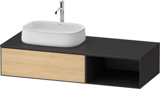 Duravit Zencha Konsolenwaschtischunterbau wandhängend Natur Eiche & Graphit Matt & Supermatt 1300x55 ZE4818030800000