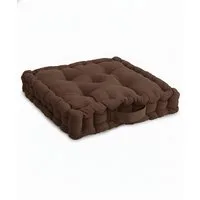 Beautissu Stuhlkissen Bodenkissen Sitzkissen Mila, 50x50cm, Braun, Matratzenkissen 10cm, 100% Baumwolle Stuhlkissen Indoor & Outdoor