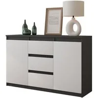 Furnica Kommode MIKEL, 3 Schubladen und 2 Türen - Anthrazit Grau H75cm B120cm T35cm (1 St)