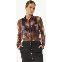comma Langarmbluse Bluse Transparente Hemdbluse aus Organza