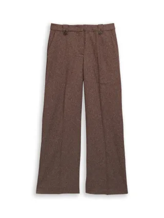 Tom Tailor - Wide Leg Hose in melierter Optik mit Bügelfalten - TTLEA braun - Gr. - 32