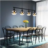 GLOBO LIGHTING LED Pendelleuchte, Leuchtmittel inklusive, Warmweiß, LED Pendelleuchte Esszimmerlampe Metall Glas rauchfarben 4 Flammig