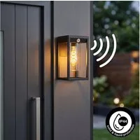 hofstein Außen-Wandleuchte »Besana« Außenleuchte aus Metall/Glas in Schwarz/Klar, Bewegungsmelder, ohne Leuchtmittel, Wandlampe abwärts, Lichteffekt für Terrasse/Eingangsbereich, 1xE27