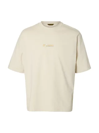 selected men - SLMDOMESTIC RELAXDIESEL SS O-NECK TEE Silver Birch - Gr. - M