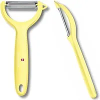 Victorinox Spargelschäler Universalschäler Duo Pack mit Zackenschliffklinge, zweischneidig, ergonomischer Griff, extra scharf, Limited Edition Hellgelb